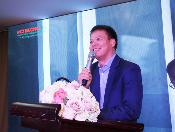 Tiến sĩ, Luật sư Đồng Xuân Thụ - Tổng biên tập tạp chí Môi trường và Đô thị Việt Nam phát biểu tại buổi lễ kỷ niệm