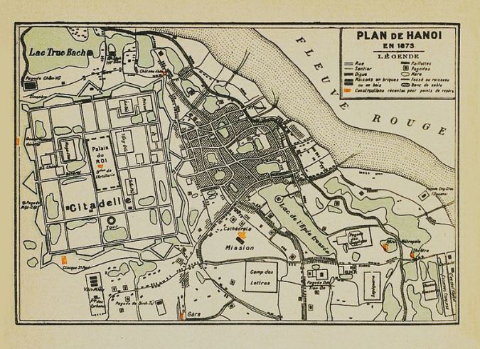 Bản đồ Hà Nội 1874 trước khi Pháp quy hoạch và thành lập TP