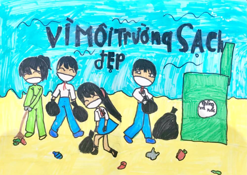 Tranh dự thi của em Nguyễn Lê Gia An, Lớp 5 - Trường Tiểu học Phong Nẫm (Bình Thuận)