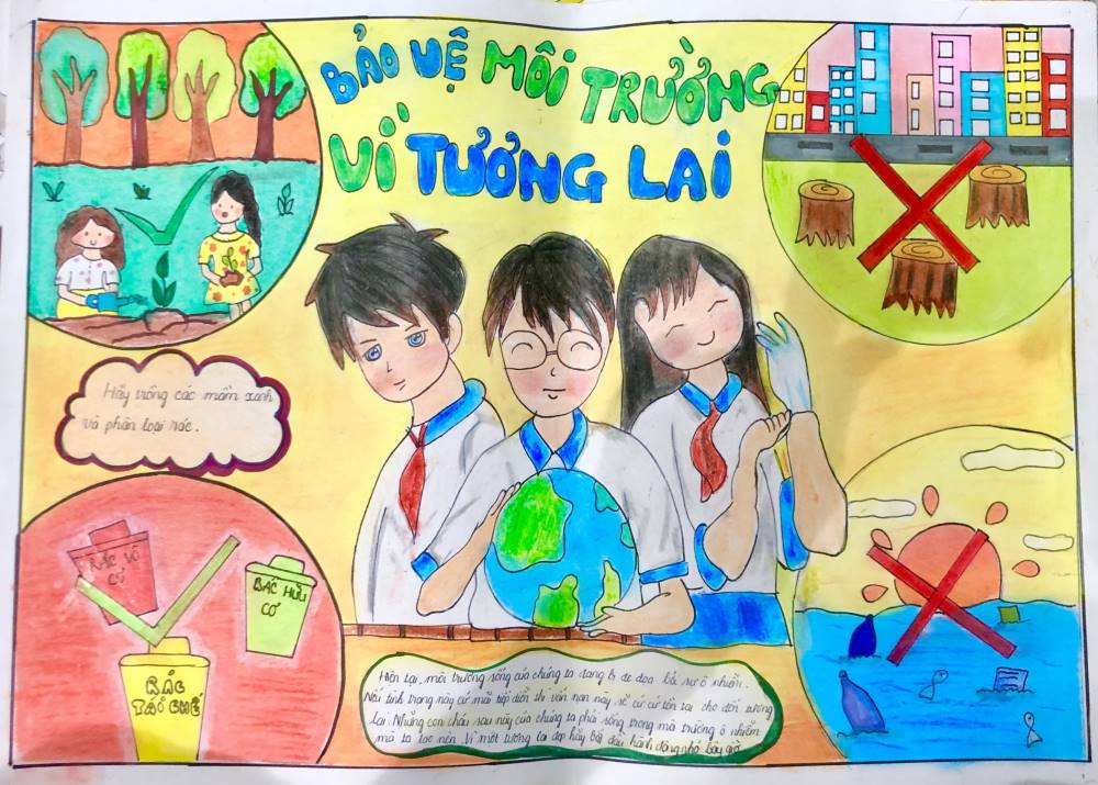 Tranh dự thi của em Nguyễn Nhật Khánh Băng, Lớp 7A2 - Trường THCS Thới Hoà (Vĩnh Long)
