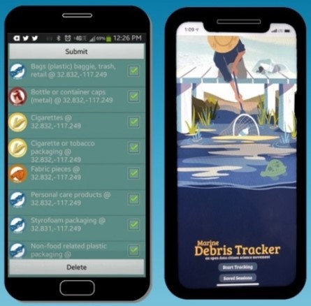 Giao diện ứng dụng Debris Tracker trên điện thoại thông minh.