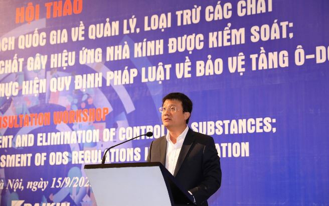 Phó Cục trưởng Cục Biến đổi khí hậu Nguyễn Tuấn Quang phát biểu khai mạc Hội thảo
