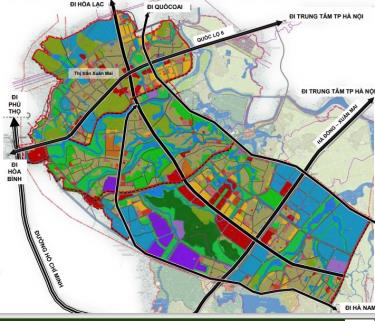 Sơ đồ quy hoạch sử dụng đất 3 phân khu đô thị Xuân Mai.